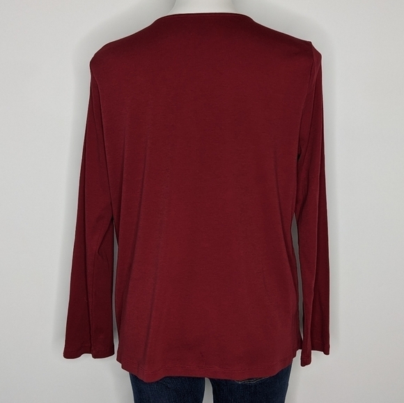 Eileen Fisher red long sleeve 100% organic cotton t-shirt L - Picture 5 of 8